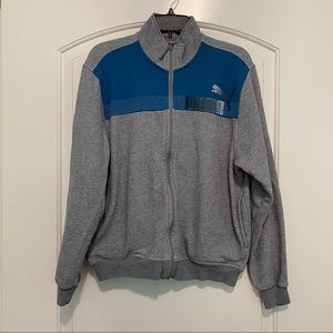 Puma Fall Winter Full Zip Long Sleeves Blue & Gray Fleece Jacket Men's Size S